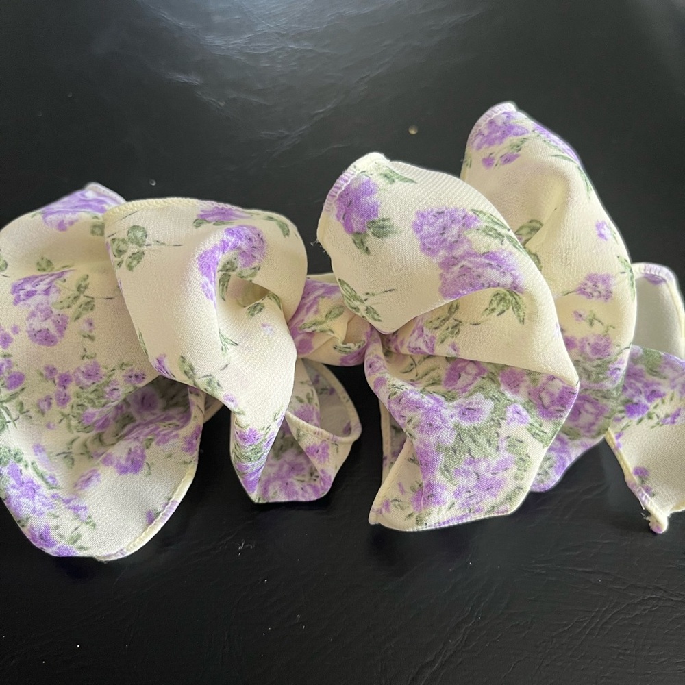 Anthropologie Yellow Floral Bow Barette with Purple and Green Flowers - Picture 2 of 6